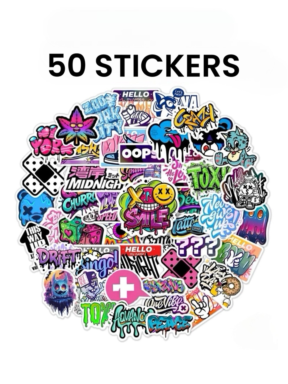 50pcs Hypebeast Street Graffiti Stickers